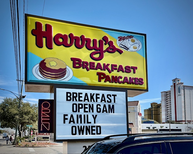 Harry's Breakfast Pancakes Sign